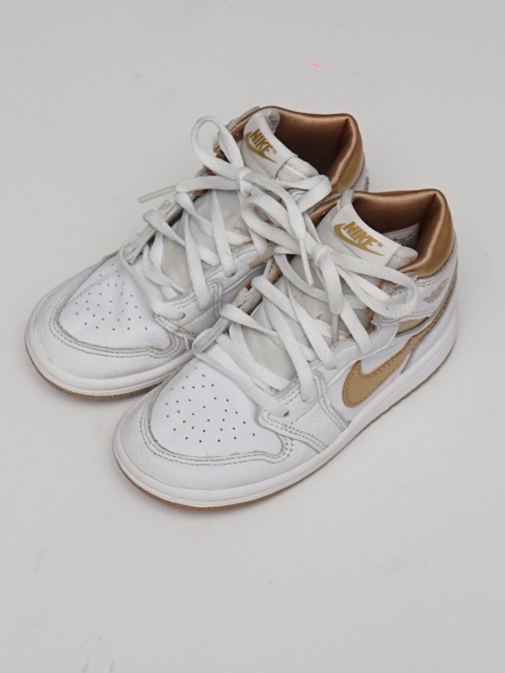 Jordan 1 Retro High White and Gold Sneakers Size 9C